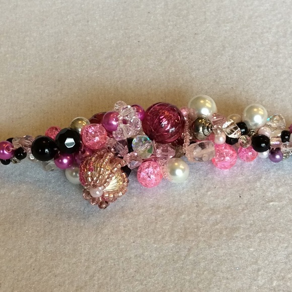 FINAL SALE PRICE CL Designs Pink & Black Embellished Necklace - Picture 3 of 5